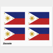 Sticker Rectangulaire Drapeau de Parties scintillant des Philippines (Feuille)