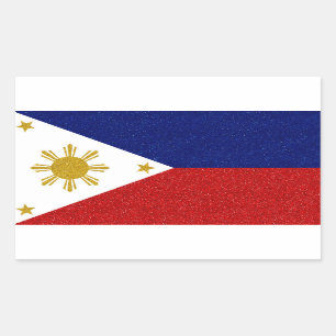 Sticker Rectangulaire Drapeau de parties scintillantes de Philippines