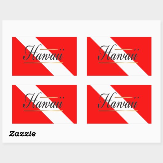 Sticker Rectangulaire Drapeau de plongée Hawaii (Feuille)