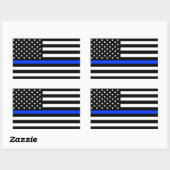 Sticker Rectangulaire Drapeau de police de la ligne bleue mince (Feuille)