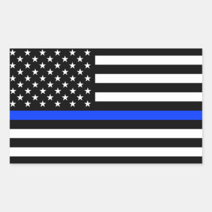 Sticker Rectangulaire Drapeau de police de la ligne bleue mince
