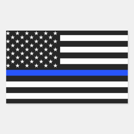 Sticker Rectangulaire Drapeau de police de la ligne bleue mince (Devant)