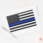 Sticker Rectangulaire Drapeau de police de la ligne bleue mince (Enveloppe)