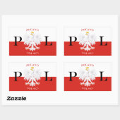 Sticker Rectangulaire Drapeau de Pologne Aigle blanc Polska (Feuille)