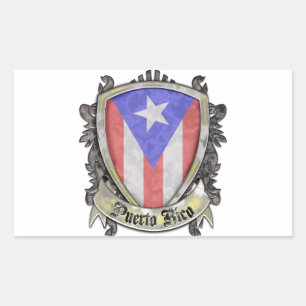 Sticker Rectangulaire Drapeau de Porto Rico - crête de bouclier