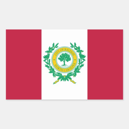 Sticker Rectangulaire Drapeau de Raleigh, Bâton rectangulaire de Carolin (Devant)