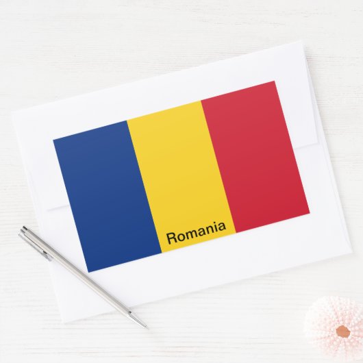 Sticker Rectangulaire Drapeau de Roumanie (Enveloppe)