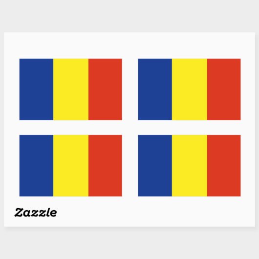 Sticker Rectangulaire Drapeau de Roumanie (Feuille)