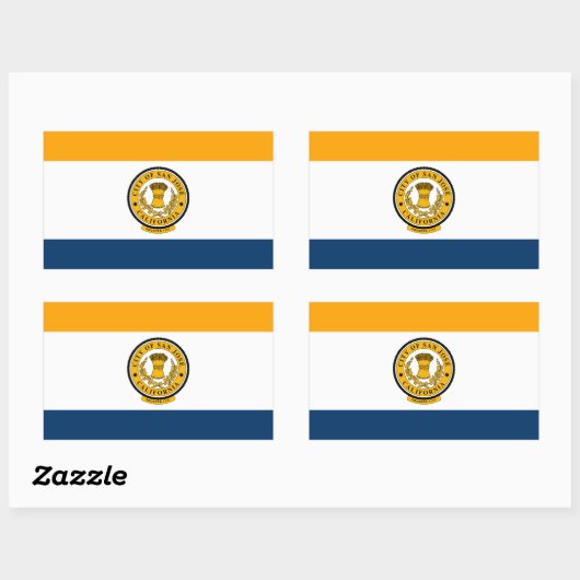 Sticker Rectangulaire Drapeau de San Jose, Californie (Feuille)