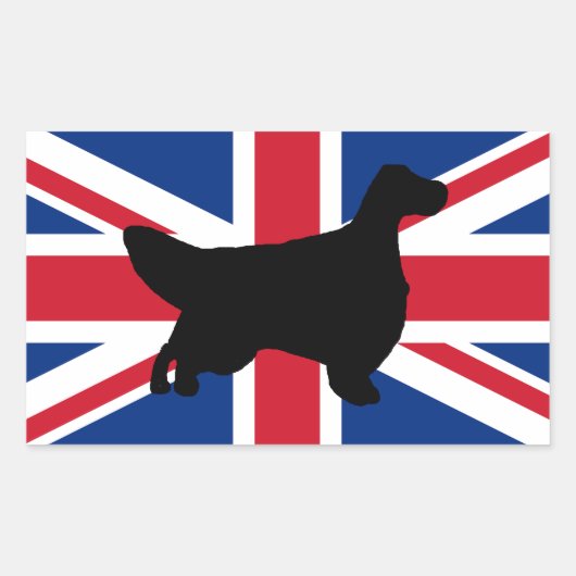 Sticker Rectangulaire drapeau de silhouette de setter anglais (Devant)