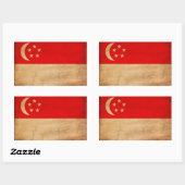 Sticker Rectangulaire Drapeau de Singapour (Feuille)