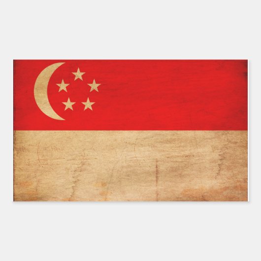 Sticker Rectangulaire Drapeau de Singapour (Devant)