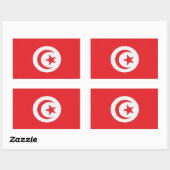 Sticker Rectangulaire Drapeau de Tunisie, Afrique du Nord, (Feuille)