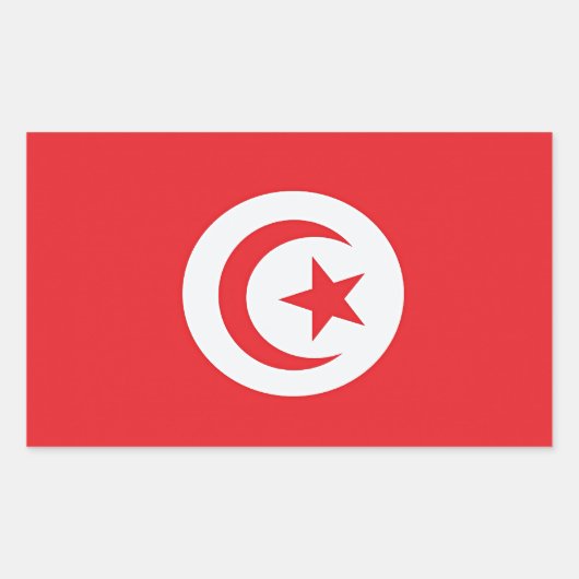 Sticker Rectangulaire Drapeau de Tunisie, Afrique du Nord, (Devant)