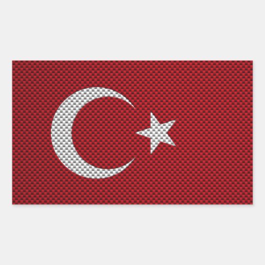 Sticker Rectangulaire Drapeau de Turquie avec effet carbone (Devant)