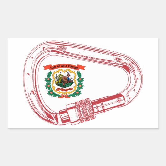 Sticker Rectangulaire Drapeau de Virginie-Occidentale Escalade carabiner (Devant)
