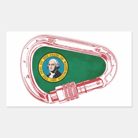 Sticker Rectangulaire Drapeau de Washington Carabiner Escalade (Devant)