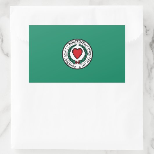Sticker Rectangulaire Drapeau de Worcester, Massachusetts (Sac)