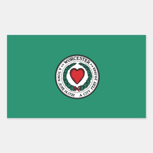 Sticker Rectangulaire Drapeau de Worcester, Massachusetts (Devant)