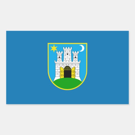 Sticker Rectangulaire Drapeau de Zagreb, Croatie (Devant)