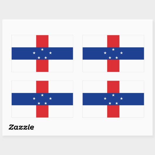 Sticker Rectangulaire Drapeau des Antilles Pays-Bas (Feuille)