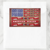 Sticker Rectangulaire Drapeau des Etats-Unis avec mur de bois (Sac)