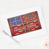 Sticker Rectangulaire Drapeau des Etats-Unis avec mur de bois (Enveloppe)