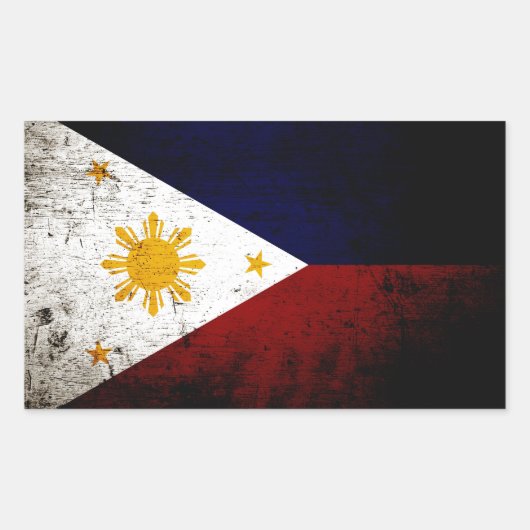 Sticker Rectangulaire Drapeau des Philippines noires (Devant)