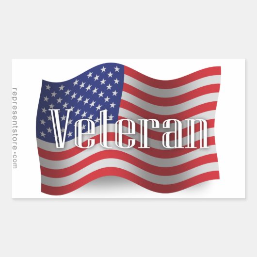 Sticker Rectangulaire Drapeau des vétérans américains (Devant)