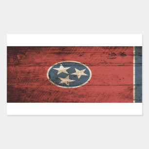 Sticker Rectangulaire Drapeau d'état du Tennessee sur le vieux grain en