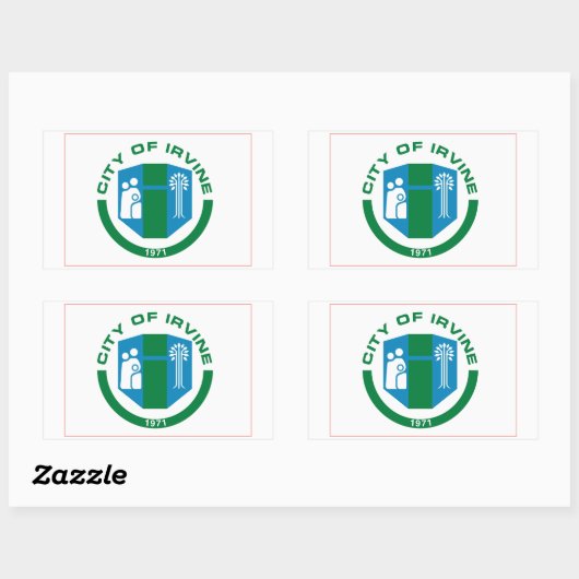 Sticker Rectangulaire Drapeau d'Irvine, Californie (Feuille)