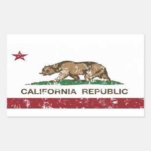 Sticker Rectangulaire Drapeau d'ours de République de la Californie