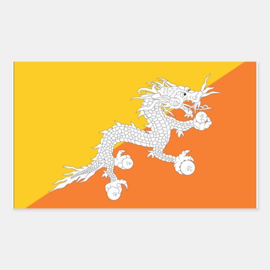 Sticker Rectangulaire Drapeau du Bhoutan (Devant)