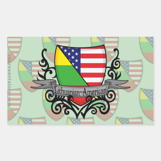Sticker Rectangulaire Drapeau du Bouclier lituanien-américain (Devant)