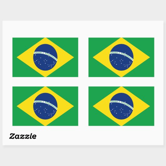 Sticker Rectangulaire Drapeau du Brésil (Feuille)