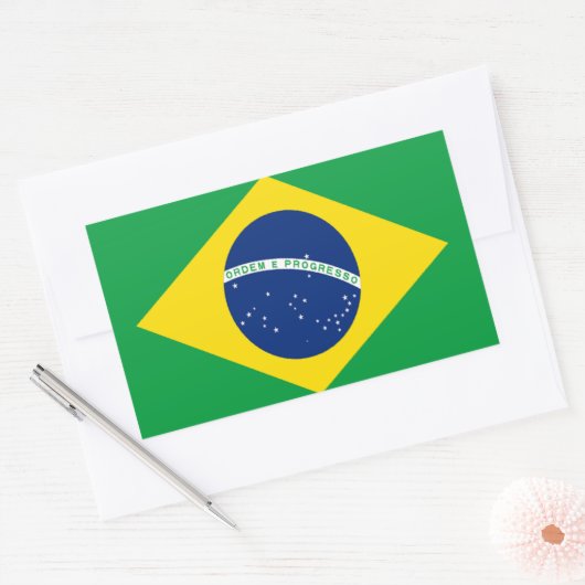 Sticker Rectangulaire Drapeau du Brésil (Enveloppe)
