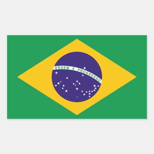 Sticker Rectangulaire Drapeau du Brésil Bandeira do Brasil (Devant)