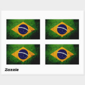 Sticker Rectangulaire Drapeau du Brésil Black Grunge (Feuille)