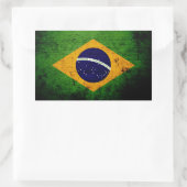 Sticker Rectangulaire Drapeau du Brésil Black Grunge (Sac)