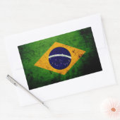 Sticker Rectangulaire Drapeau du Brésil Black Grunge (Enveloppe)