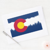 Sticker Rectangulaire Drapeau du Colorado Treeline Silhouette (Enveloppe)