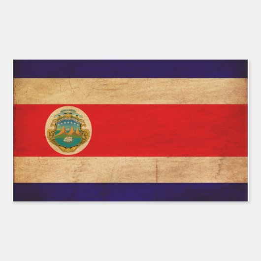 Sticker Rectangulaire Drapeau du Costa Rica (Devant)