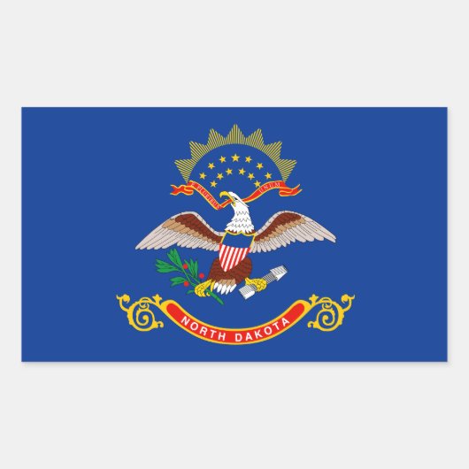Sticker Rectangulaire Drapeau du Dakota du Nord (Devant)