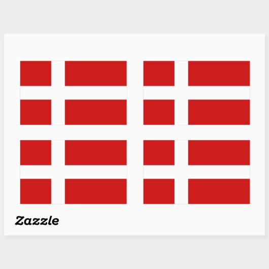Sticker Rectangulaire Drapeau du Danemark (Feuille)