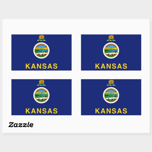 Sticker Rectangulaire Drapeau du Kansas (Feuille)
