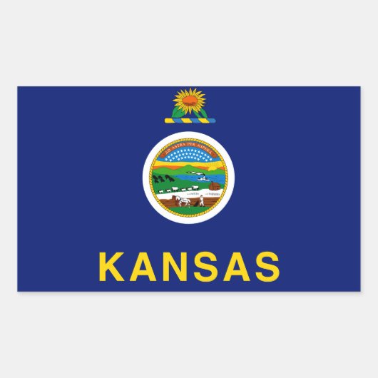 Sticker Rectangulaire Drapeau du Kansas (Devant)