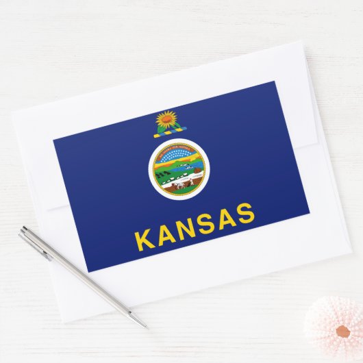 Sticker Rectangulaire Drapeau du Kansas (Enveloppe)