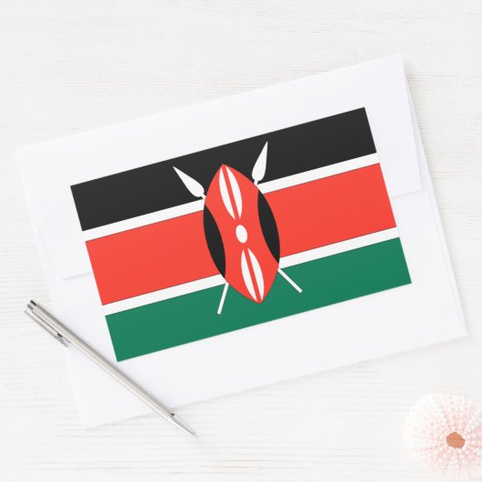 Sticker Rectangulaire Drapeau du Kenya (Enveloppe)