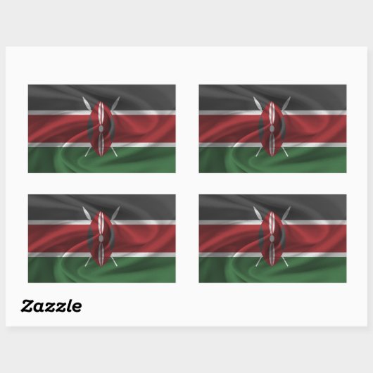 Sticker Rectangulaire Drapeau du Kenya (Feuille)