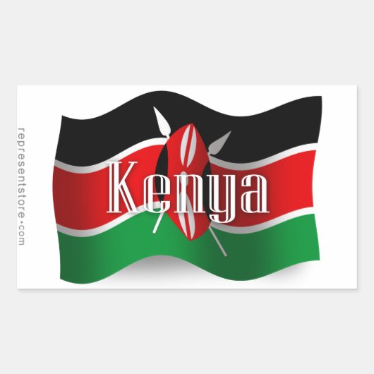 Sticker Rectangulaire Drapeau du Kenya (Devant)
